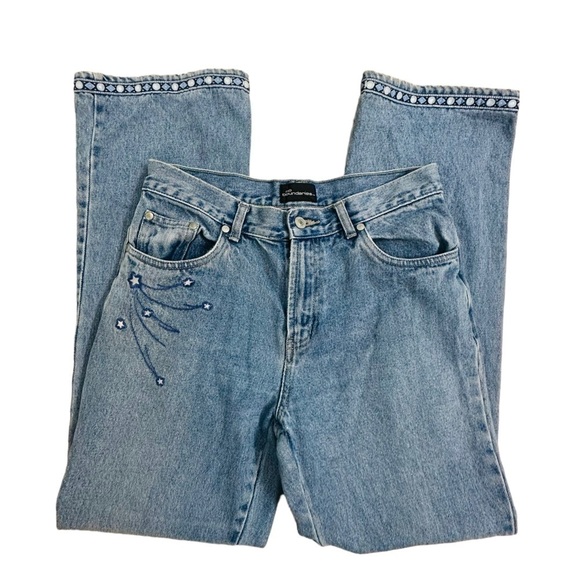 Y2K Jeans Bootcut Light Blue Denim Cotton Embroidered Vintage Casual 7 Waist 30 - Picture 3 of 7